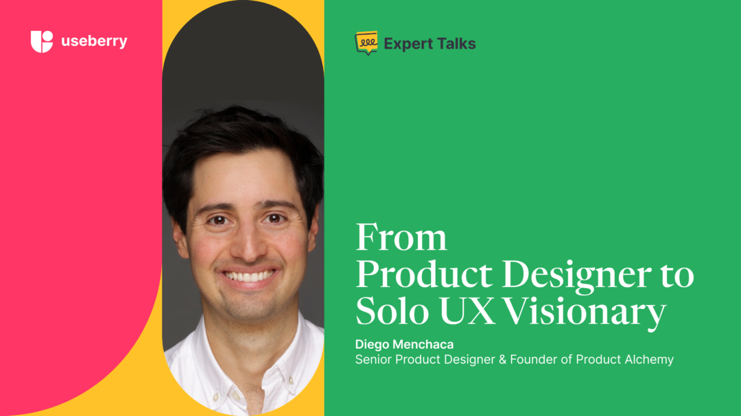 Cover images showing our interviewee, his details, title of the interview and a quick teaser about the topic which is design and UX research