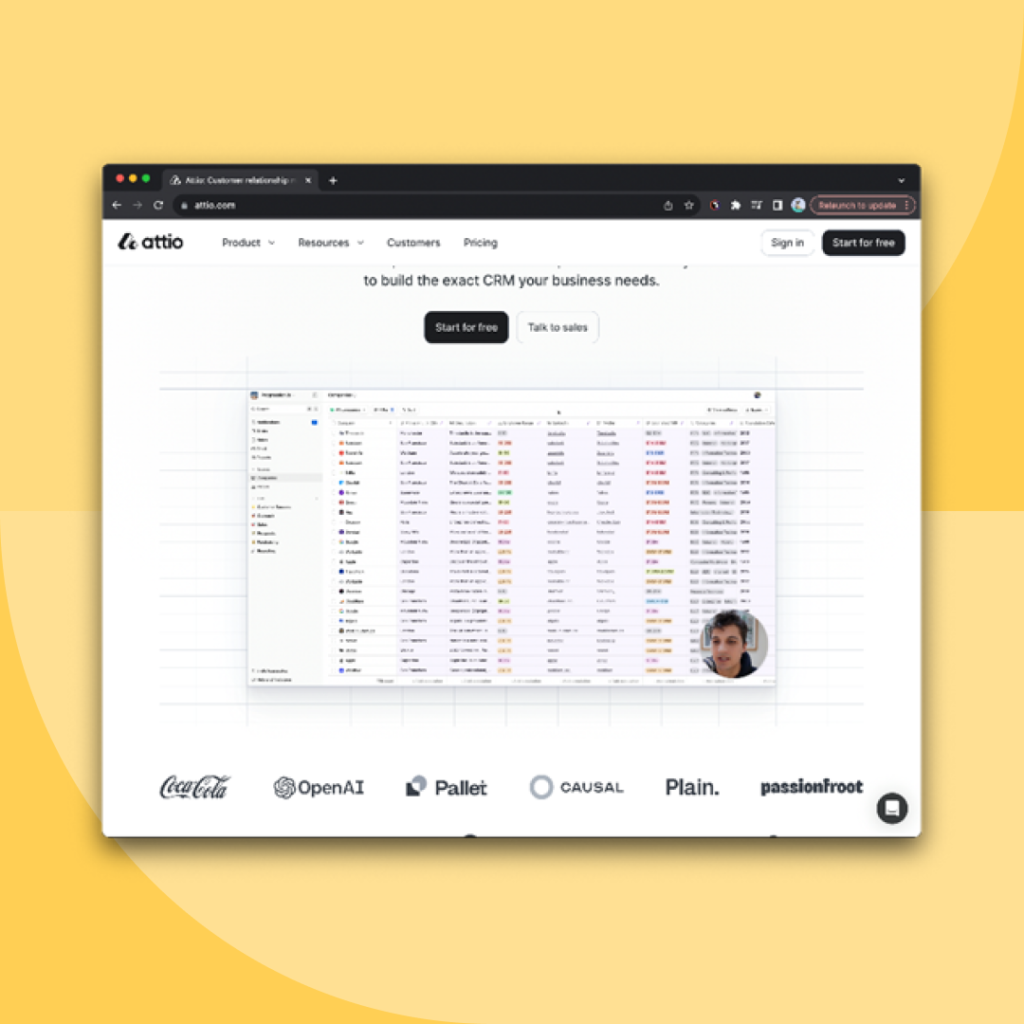 a screenshot from attio's website, showing the registration