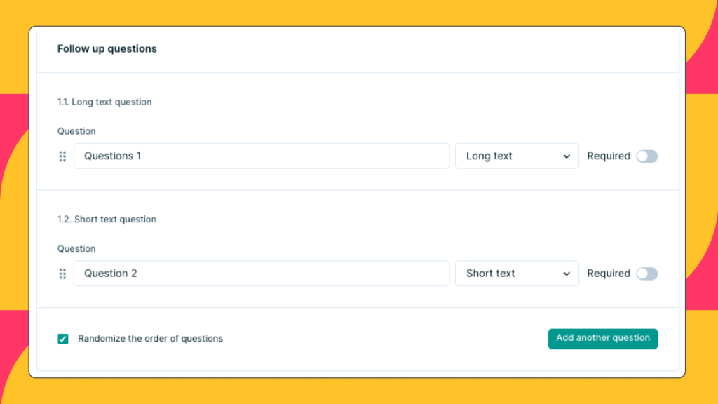 showing the randomization UI of a competitor for comparison