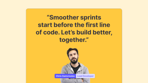 Cover showing a quote of Lead developer of Useberry, Chris, about smoother development sprints