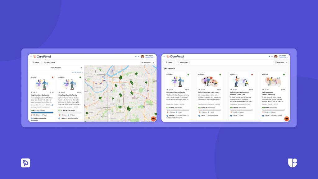 Showing screenshots from Careportal app relevant to show what will be tested on Useberry's platform for Usability testing.