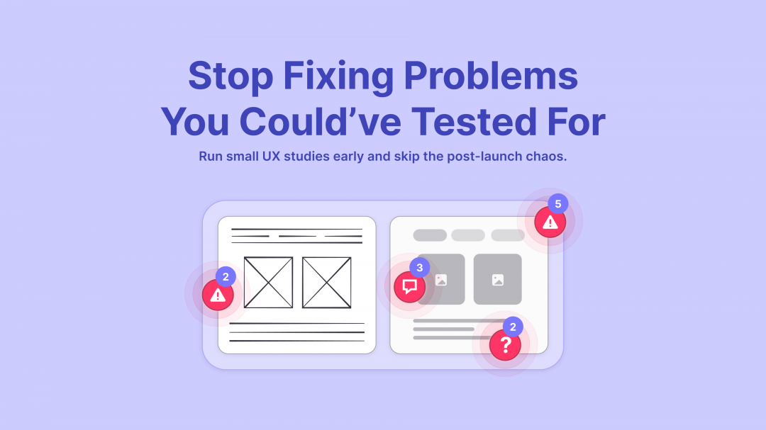 2 elements showing 2 different designs one with only one notification and another one with many, showing the problems on a design that skipped testing vs one that actually ran a user test during development emphasizing the importance of running user testing to avoid future problems.