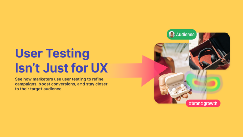 Highlighting the connection between user testing and marketing with a relevant title and research imagery.